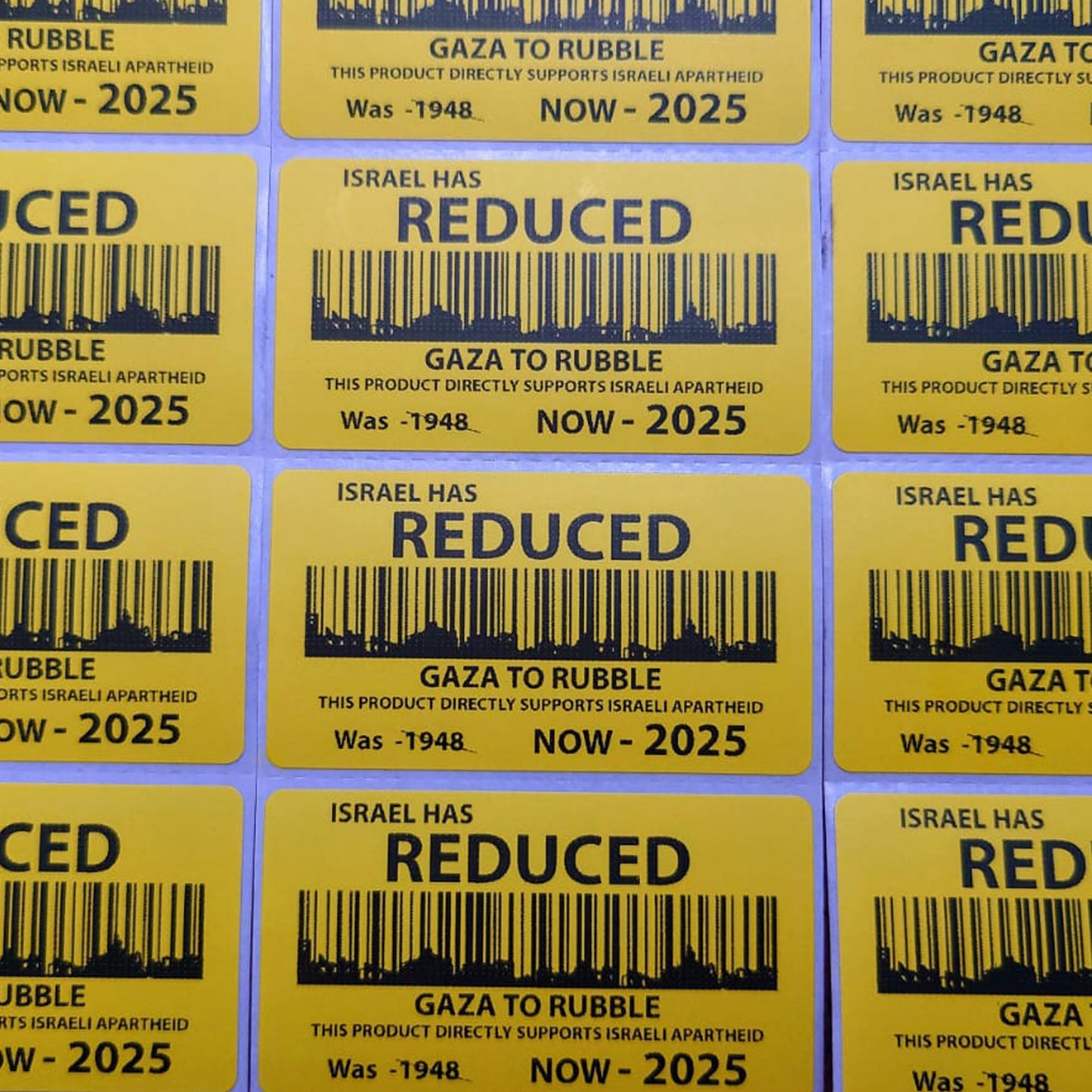 Gaza to Rubble BDS Boycott Sticker Pack