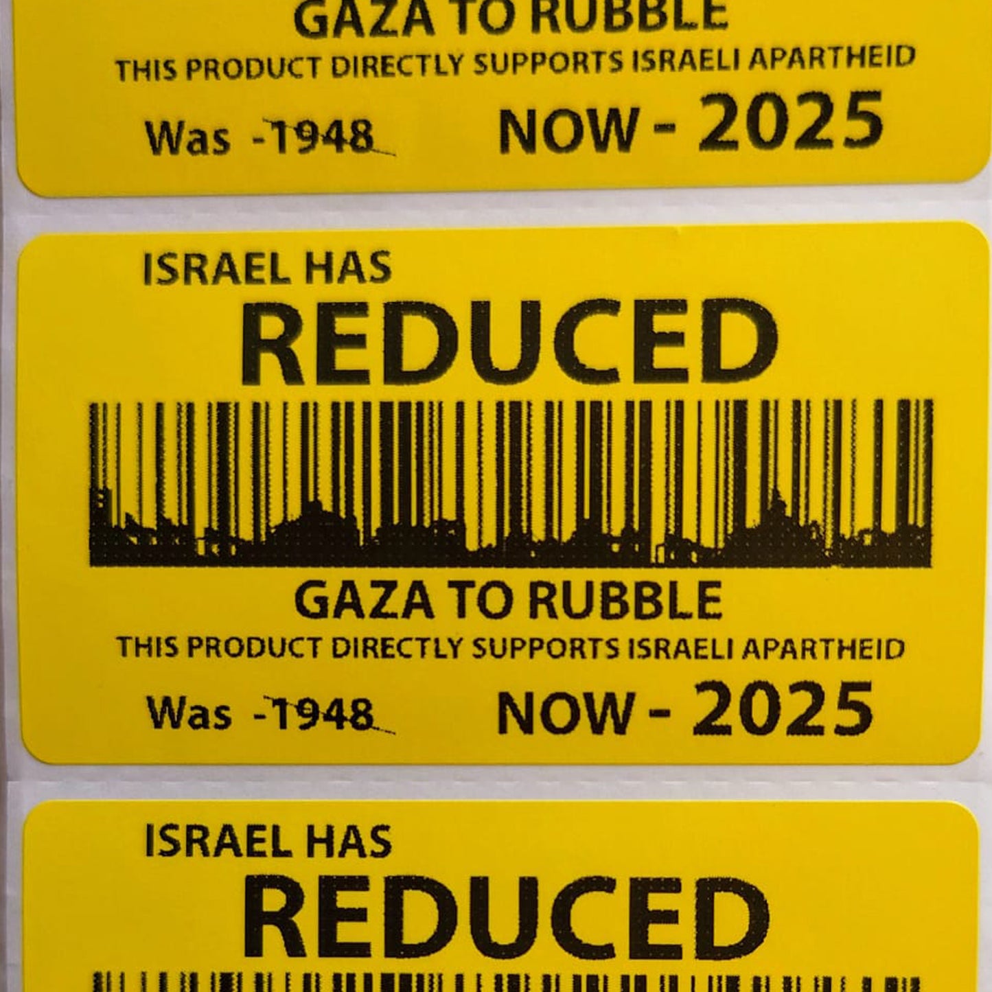 Gaza to Rubble BDS Boycott Sticker Pack